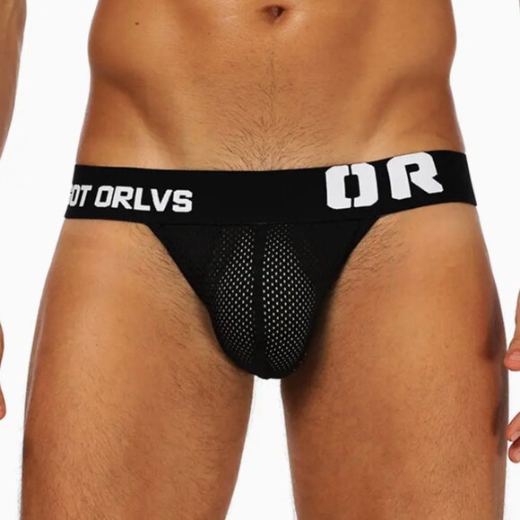 ORLVS Men's Black Sexy Low Waist Jockstrap Large - Picture 3 of 9